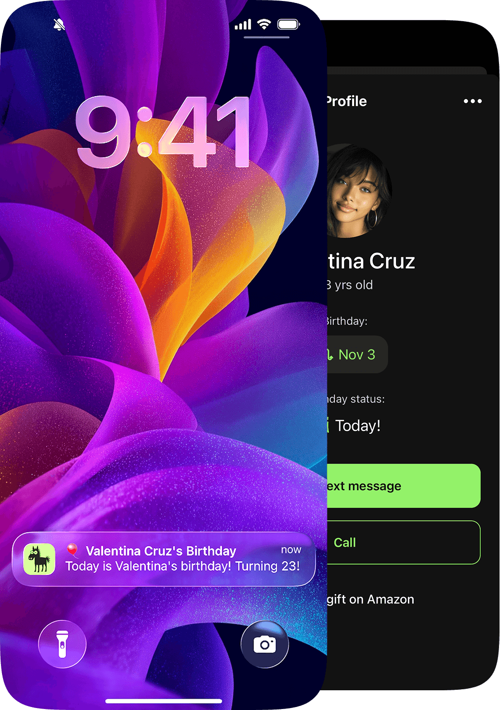 Pinata app screens showing celebration and profile